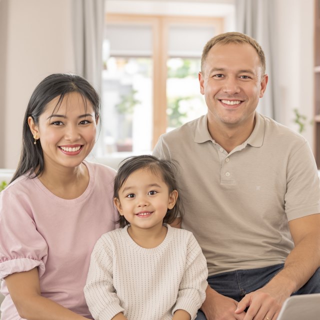 A Thai-British family together at home